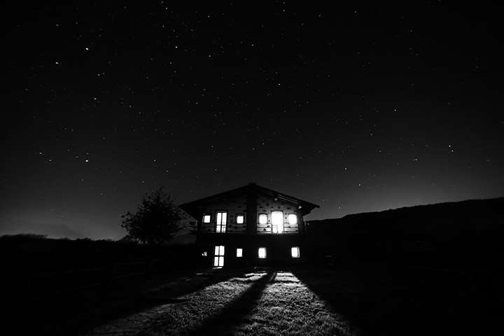 House under stars